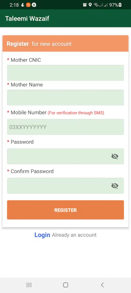 Benazir Taleemi Wazaif Registration